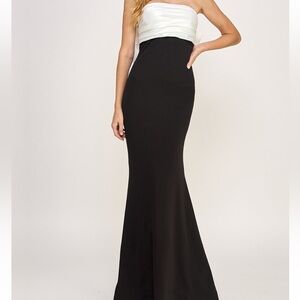 City studios Back-Bow Contrast Mermaid Gown, Created for Macy's,